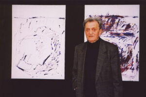 Jacek Sempoliński na swojej wystawie indywidulanej Cava di pietre, cranio, Galeria Studio, Warszawa 2006