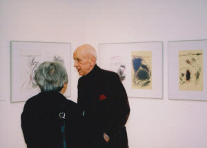 Wiesław Juszczak i Wiesława Wierzchowska na wystawie Jacka Sempolińskiego, Galeria Studio, Warszawa, 2006